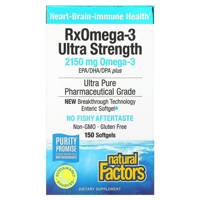 Czynniki naturalne, ultra wytrzymałość Rxomega-3, 2150 mg, 150 miękkich (1075 mg na softgel)