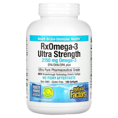 Czynniki naturalne, ultra wytrzymałość Rxomega-3, 2150 mg, 150 miękkich (1075 mg na softgel)
