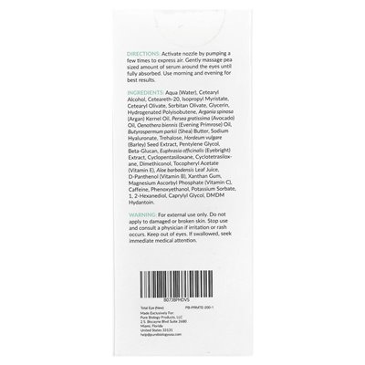 Pure Biology, Total Eye with SYMLIFT®, 1 Fl Oz (30 ml) Pure Biology, Total Eye with SYMLIFT®, 1 Fl Oz (30 ml)