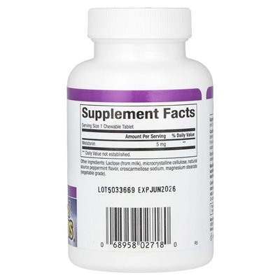 Czynniki naturalne, relax stres, melatonina, 5 mg, 180 tabletek do żucia