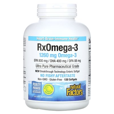 Czynniki naturalne, RX omega-3, 1 260 mg, 120 miękkich (630 mg na miękką)