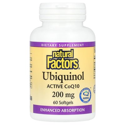 Czynniki naturalne, ubikinol, 200 mg, 60 miękkich