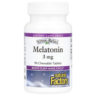 Czynniki naturalne, stres-relax®, melatonina, 3 mg, 90 tabletek do żucia