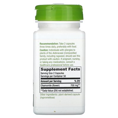 Nature, kwiat rumianek, 700 mg, 100 wegańskich kapsułek (350 mg na kapsułkę)