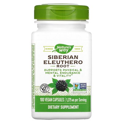 Nature's Way, Siberian Eleuthero Root, 1,275 mg, 100 vegan capsules (425 mg per capsule)