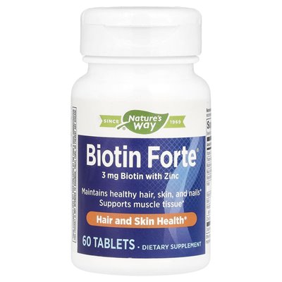 Nature's Way, Biotyna Forte® z cynkiem, 3 mg, 60 tabletek