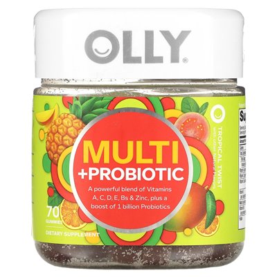 Olly, multi + probiotyk, tropikalny zwrot, 70 gumzy