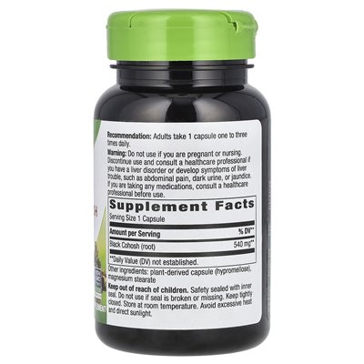 Nature's Way, Black Cohosh Root, 540 mg, 100 wegańskich kapsułek