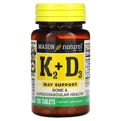Mason Natural, witamina K2 plus witamina D3, 100 tabletek Mason Natural, witamina K2 plus witamina D3, 100 tabletek