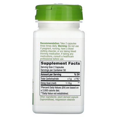 Nature's Way, Korzeń Dong Quai, 1130 mg, 100 wegańskich kapsułek (565 mg na kapsułkę)