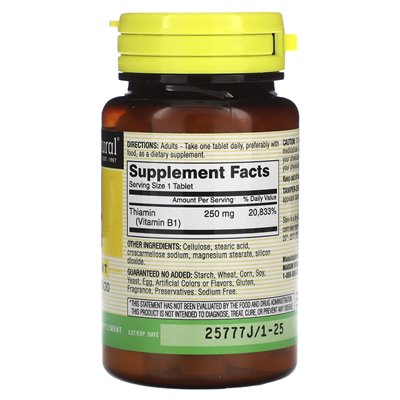 Mason Natural, witamina B-1, 250 mg, 100 tabletek Mason Natural, witamina B-1, 250 mg, 100 tabletek