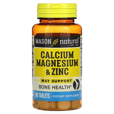 Mason Natural, wapń magnez i cynk, 100 tabletek