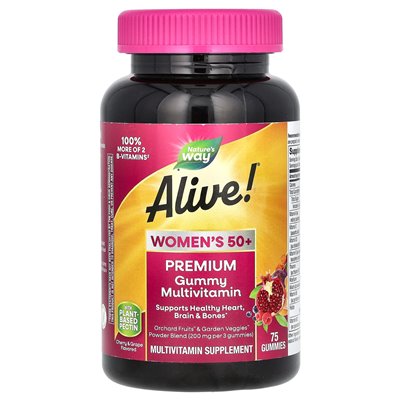 Die Natur lebt! Women's 50+ Premium Gummy Multivitamin, Kirsche & Traube, 75 Gummis