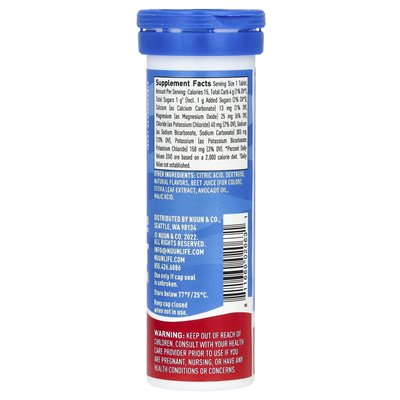 Nuun, Hydration, musujący napój elektrolitowy, poncz owocowy, 10 tabletek
