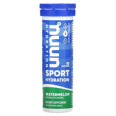 Nuun, Hydration, Sport, musujące suplement elektrolitu, arbuza, 10 tabletek