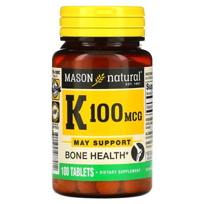 Mason Natural, Vitamin K, 100 mcg, 100 tablets