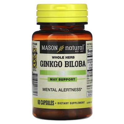 Mason Natural, Whole Herb Ginkgo Biloba, 60 kapsułek Mason Natural, Whole Herb Ginkgo Biloba, 60 kapsułek
