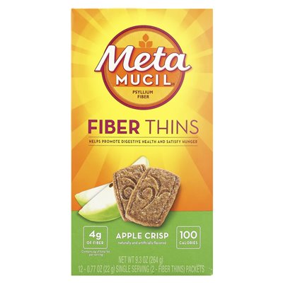 Metamucil, Fiber, Crispy Apple, 12 Packets, 0.77 oz (22 g)