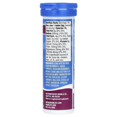 Nuun, Hydration Sport, musujące napój elektrolitowy, Tri-Bree, 10 tabletek