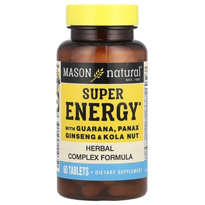 Mason Natural, Super Energy with Guarana, Panax Inteng &amp Kola Nut, 60 tabletek