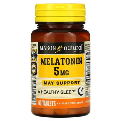 Mason Natural, Melatonina, 5 mg, 60 tabletek