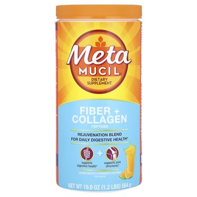 Metamucil, włókno + peptydy kolagenowe, ultra gładki pomarańcza, 19,9 uncji (564 g)