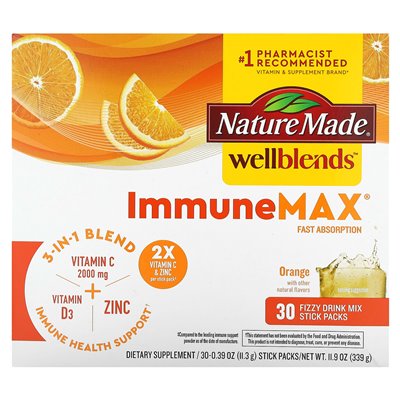 Natura, Well Blends, Immunemax, Orange, 30 paczek, 0,39 uncji (11,3 g) Natura, Well Blends, Immunemax, Orange, 30 paczek, 0,39 uncji (11,3 g)