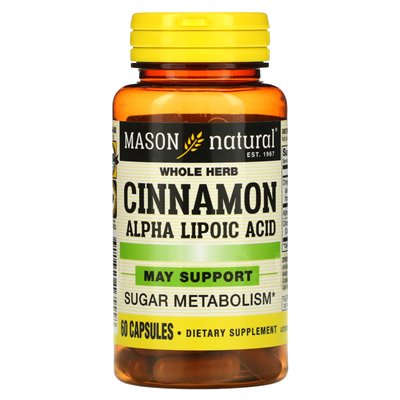 Mason Natural, Cynamon Alpha Kwas Liponowy, 60 Kapsułek
