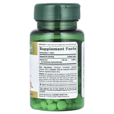 Natury, witamina B-6, 100 mg, 100 tabletek