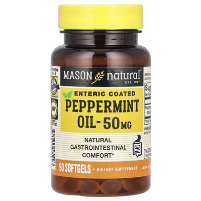 Mason Natural, Peppermint Oil, Enteric Coated, 50mg, 90 Soft