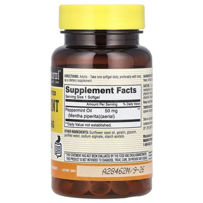 Mason Natural, Peppermint Oil, powlekany jelitami, 50 mg, 90 miękkich Mason Natural, Peppermint Oil, powlekany jelitami, 50 mg, 90 miękkich