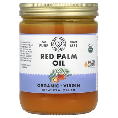 Pure Indian Foods, Red Palm Oil, 12,6 uncji (375 ml) Pure Indian Foods, Red Palm Oil, 12,6 uncji (375 ml)