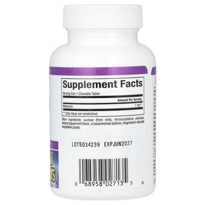 Czynniki naturalne, relax stres, melatonina, 1 mg, 90 tabletek do żucia