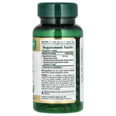Nature's Bounty, Ginkgo Biloba, 120 mg, 100 kapsułek