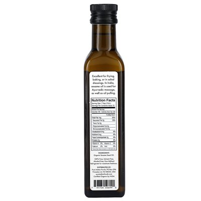 Pure Indian Foods, Organic Cold Pressed Virgin Sesame Oil, 250 ml Pure Indian Foods, Organic Cold Pressed Virgin Sesame Oil, 250 ml