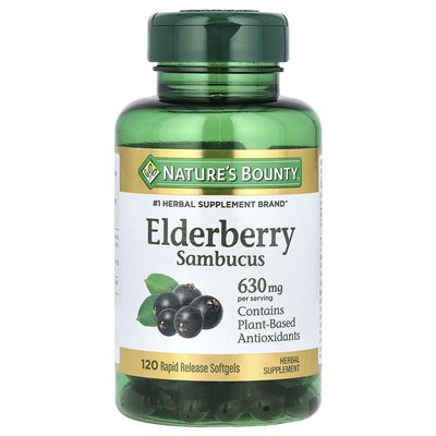 Nature's Bounty, Elderberry Sambucus, 630 mg, 120 Soft Release Softgels (210 mg na softgel) Nature's Bounty, Elderberry Sambucus, 630 mg, 120 Soft Release Softgels (210 mg na softgel)
