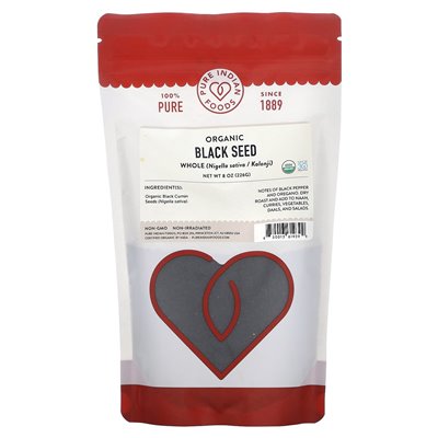Pure Indian Foods, Organiczne Whole Black Seed, 8 uncji (226 g)