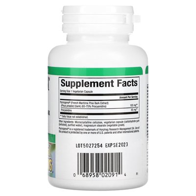 Czynniki naturalne, pycnogenol, 100 mg, 30 kapsułek wegetariańskich