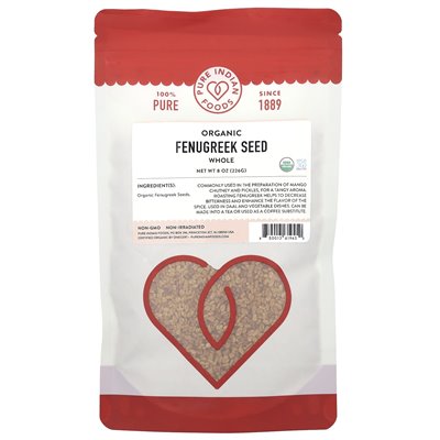 Pure Indian Foods, Organic Fenaugreek Seed, Whole, 8 uncji (226 g)