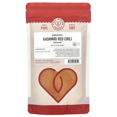 Pure Indian Foods, Organic Kashmiri Red Chili, Ground, 8 uncji (226 g)