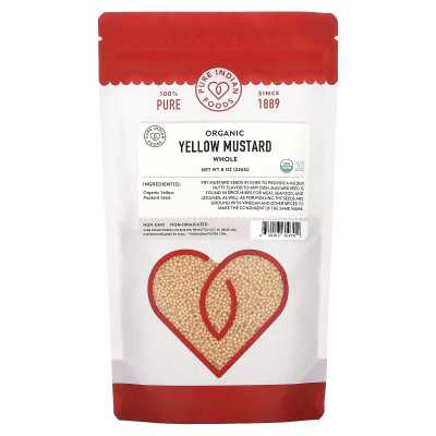 Pure Indian Foods, organiczna żółta musztarda, cała, 8 uncji (226 g)