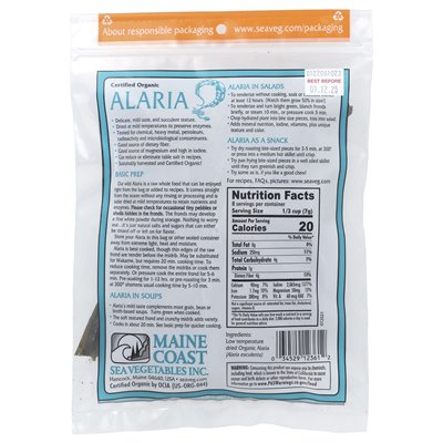 Meeresgemüse der Küste von Maine, Alaria, Wild Atlantic Wakame, 2 oz (56 g) Meeresgemüse der Küste von Maine, Alaria, Wild Atlantic Wakame, 2 oz (56 g)