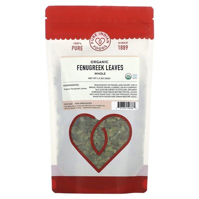 Pure Indian Foods, Bio-Bockshornkleeblätter, ganze Blätter, 1,3 oz (36 g)