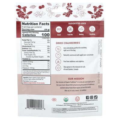 Tradycje organiczne, suszona żurawina, 4 uncje (113 g) Tradycje organiczne, suszona żurawina, 4 uncje (113 g)