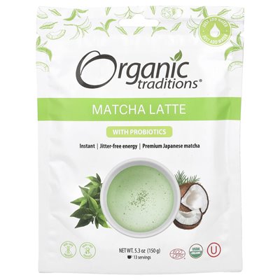 Organic Traditions, Matcha Latte mit Probiotika, 5,3 oz (150 g)