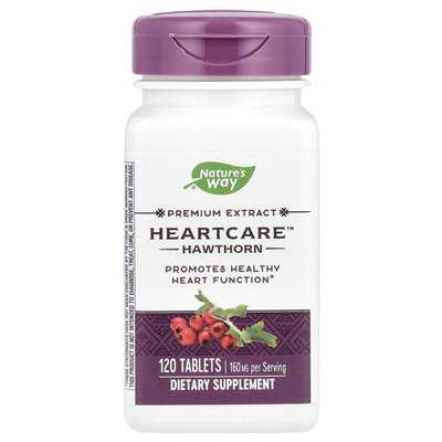 Nature's Way, Ekstrakt premium, Heartcare ™, Hawthorn, 160 mg, 120 tabletów (80 mg na tablet)