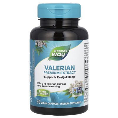 Nature's Way, Valerian, ekstrakt premium, 220 mg, 90 kapsułek wegańskich (110 mg na kapsułkę)