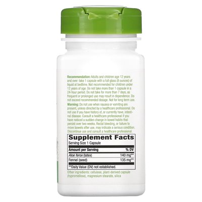 Nature's Way, Aloe Latex z kopru włoskiego, 140 mg, 100 wegańskich kapsułek