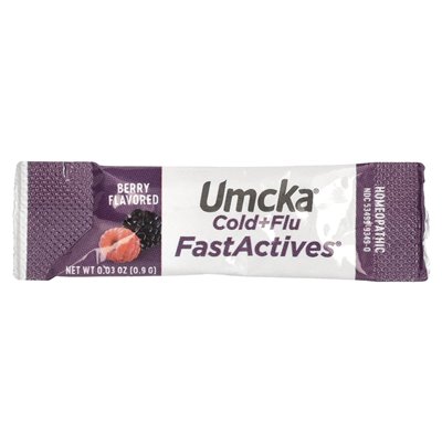 Nature's Way, Umcka, Fast Actives, Cold + Flu Relief, Non-Drowsy, Berry Flavor, 10 Powder Packets Nature's Way, Umcka, Fast Actives, Cold + Flu Relief, Non-Drowsy, Berry Flavor, 10 Powder Packets