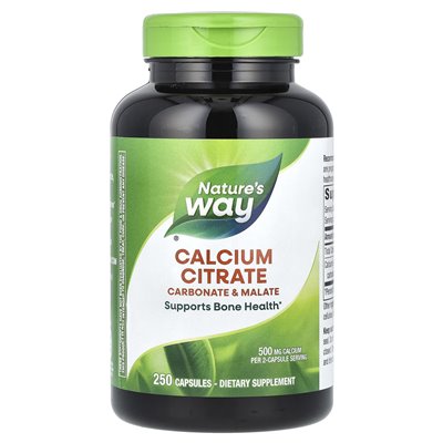 Natury, cytrynian wapnia, 500 mg, 250 kapsułek (250 mg na kapsułkę)